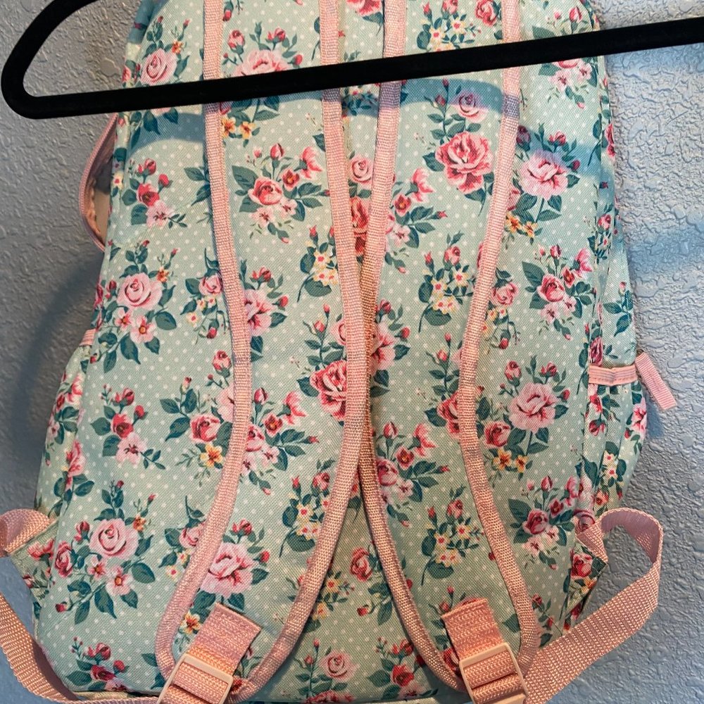 Light Blue Floral Pink Roses Backpack - Picture 8 of 8